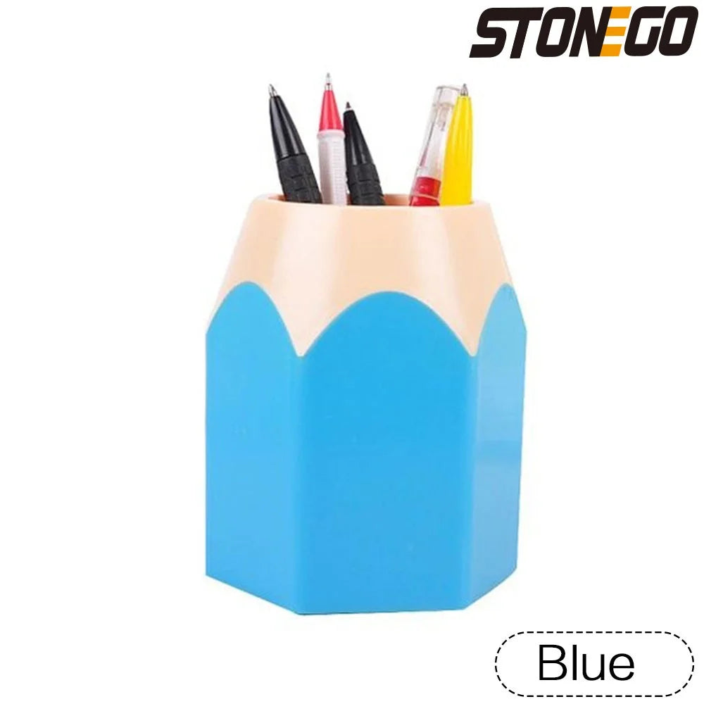 STONEGO Cute Plastic Pen-Pencil Holder Vases/Colors-Red/Blue/Pink/White/Purple