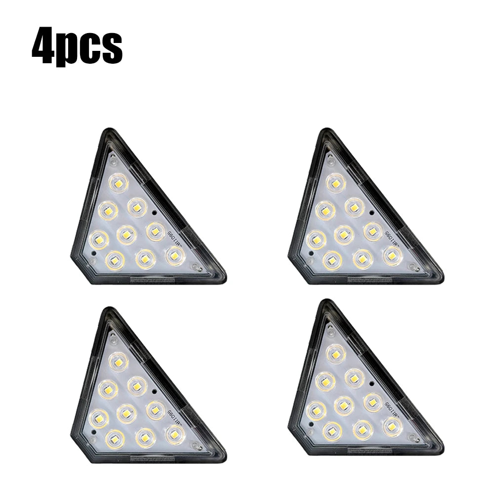 INDMIRD 4-6 PCS Super Bright Black Triangle Shaped Plastic Body Warm-Cool White LED Solar-Powered Waterproof Intelligent Light-Sensitive Dark-Automatic Step Lights Set /Colors-Black/White/Gray/Yellow
