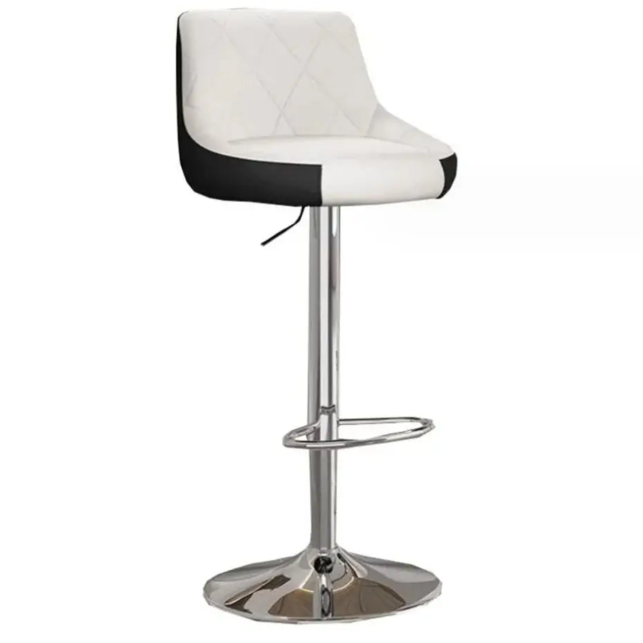 A-Z PLAZA STORE Adjustable Height Rotating Modern Half Back Armless Upholstered Padding High Swivel Faux Leather Fabric Cushion Metal Base Bar Chairs/Size: 41x 41x 35-102cm/Colors-White/Black