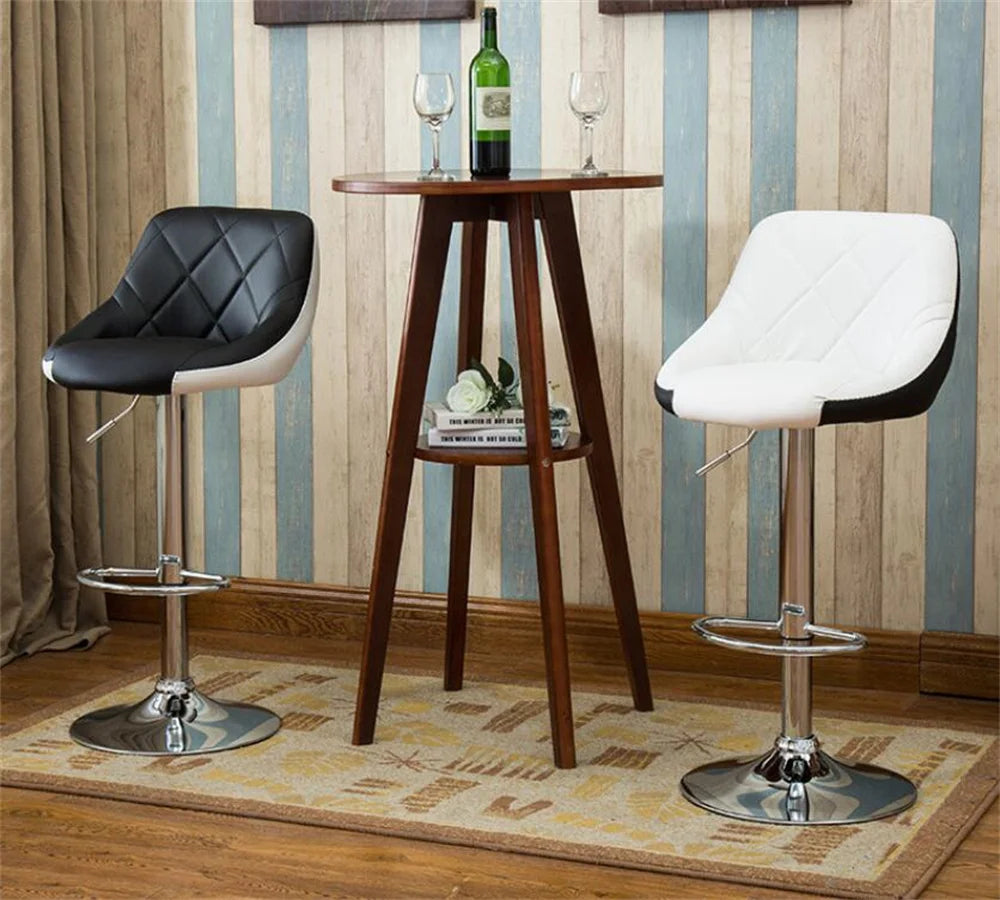 A-Z PLAZA STORE Adjustable Height Rotating Modern Half Back Armless Upholstered Padding High Swivel Faux Leather Fabric Cushion Metal Base Bar Chairs/Size: 41x 41x 35-102cm/Colors-White/Black