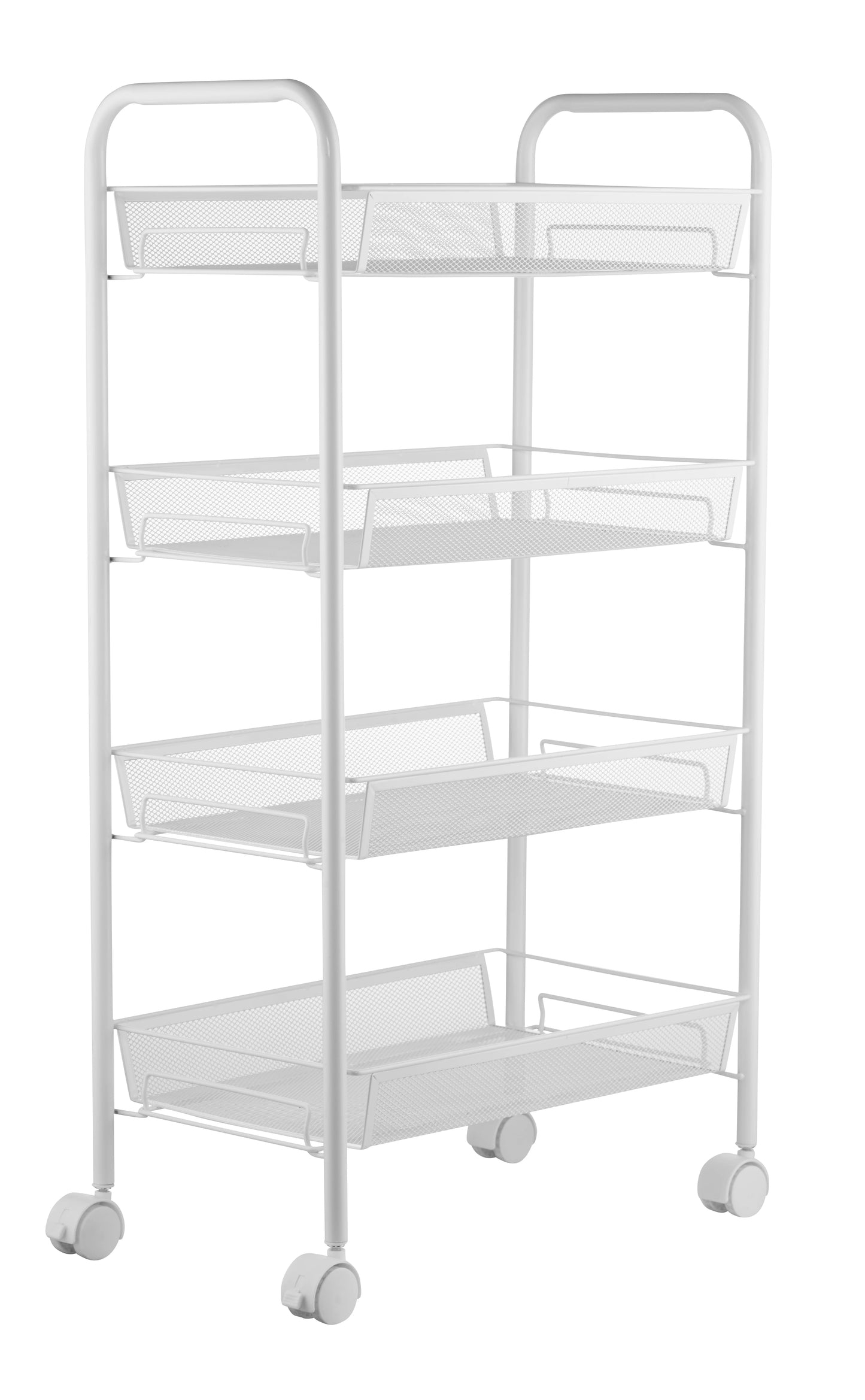 Modern White Iron Metal Multi-Layer Shelves Medical Push Handle Removable Racks Utility Carts/Sizes : 3-4-5 Shelves/4 White Plastic Locking Wheels/Hanging File Folders