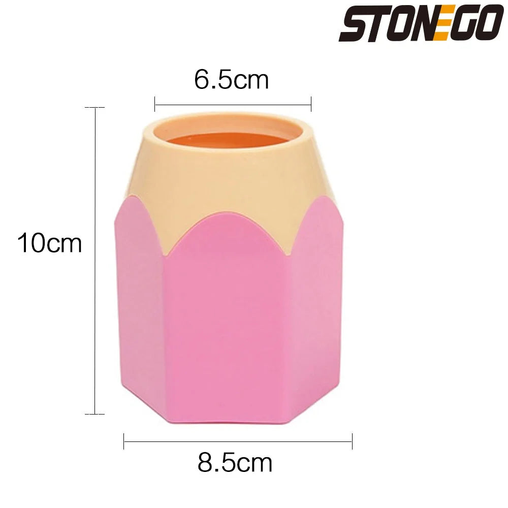 STONEGO Cute Plastic Pen-Pencil Holder Vases/Colors-Red/Blue/Pink/White/Purple