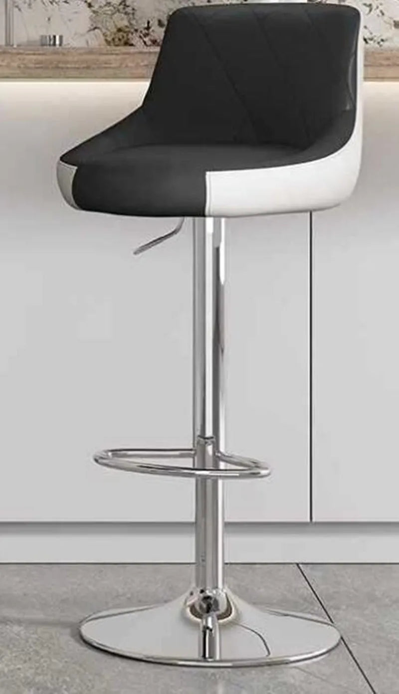 A-Z PLAZA STORE Adjustable Height Rotating Modern Half Back Armless Upholstered Padding High Swivel Faux Leather Fabric Cushion Metal Base Bar Chairs/Size: 41x 41x 35-102cm/Colors-White/Black