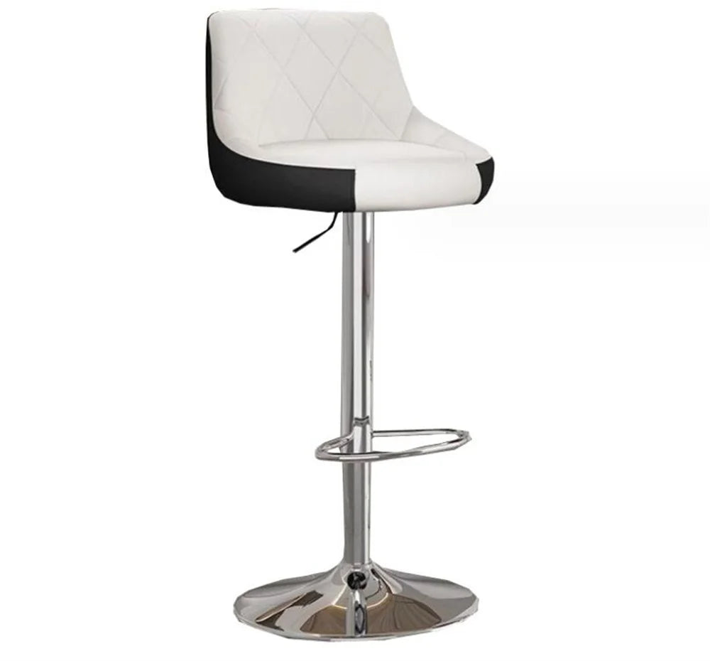 A-Z PLAZA STORE Adjustable Height Rotating Modern Half Back Armless Upholstered Padding High Swivel Faux Leather Fabric Cushion Metal Base Bar Chairs/Size: 41x 41x 35-102cm/Colors-White/Black