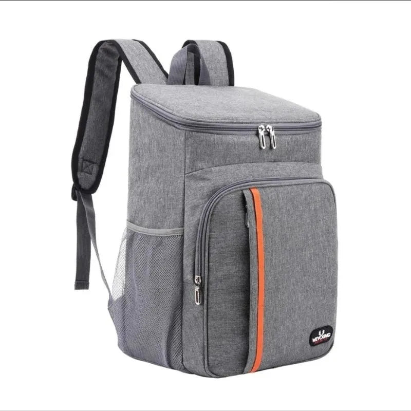 No-EN-Name-Null Large Waterproof Two Padded Straps Black Oxford Fabric Five Pockets Double-Open Zippers Fully-Coated Aluminum Foil Thermal-Cold Double-Opening Zippers Hiking Backpacks/Colors-Black/Gray/Blue/Orange