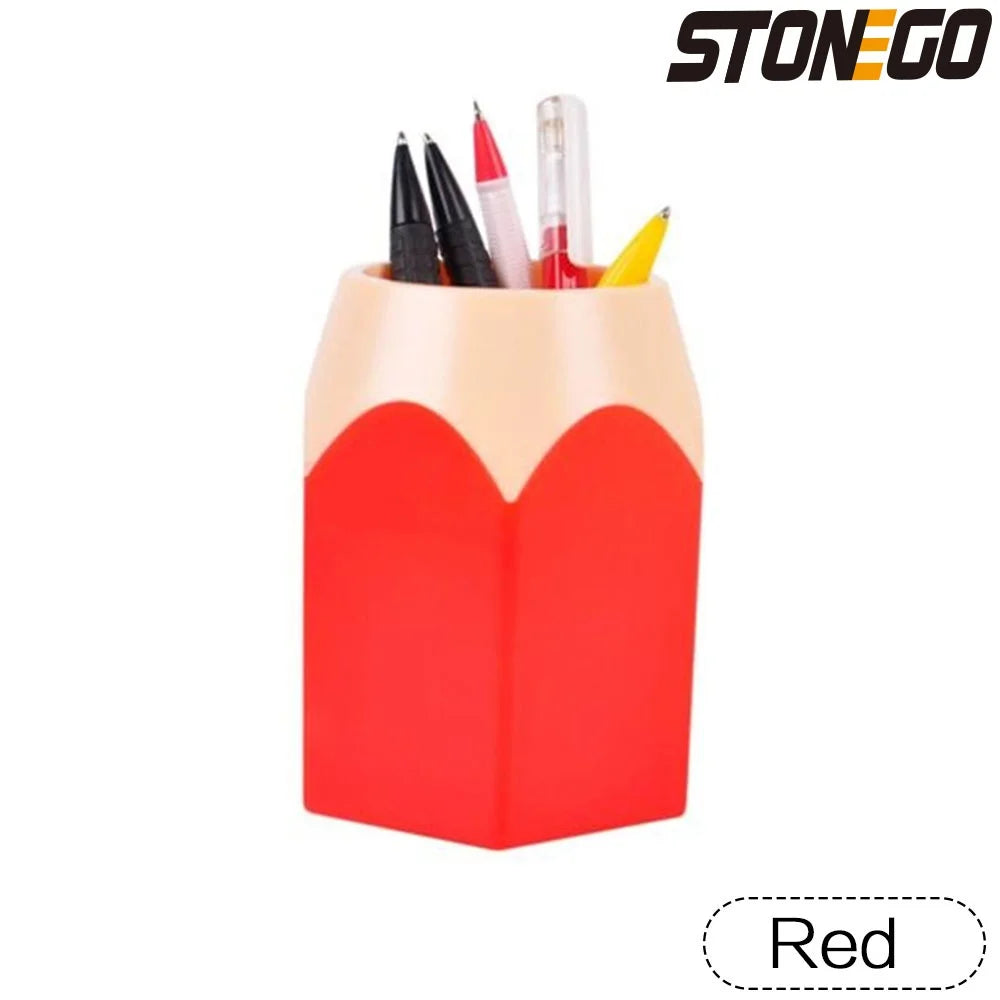 STONEGO Cute Plastic Pen-Pencil Holder Vases/Colors-Red/Blue/Pink/White/Purple