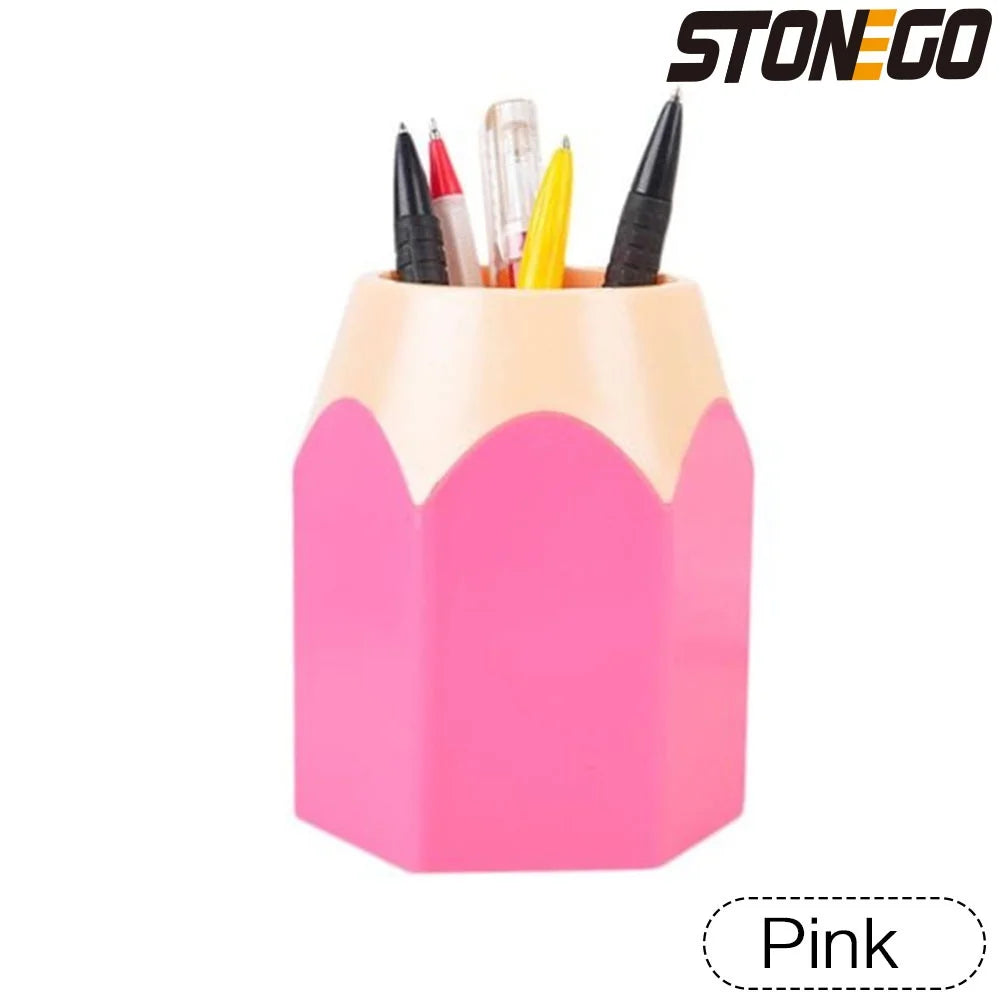 STONEGO Cute Plastic Pen-Pencil Holder Vases/Colors-Red/Blue/Pink/White/Purple