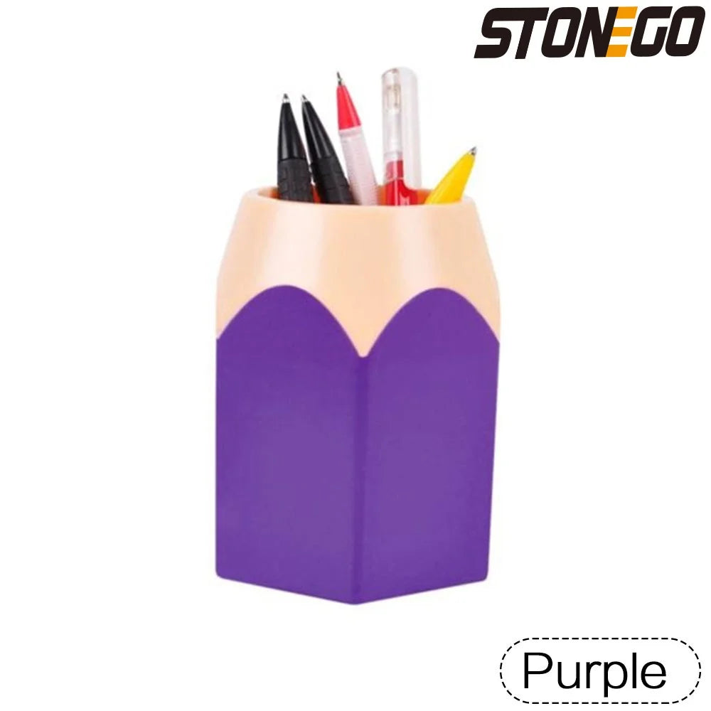 STONEGO Cute Plastic Pen-Pencil Holder Vases/Colors-Red/Blue/Pink/White/Purple