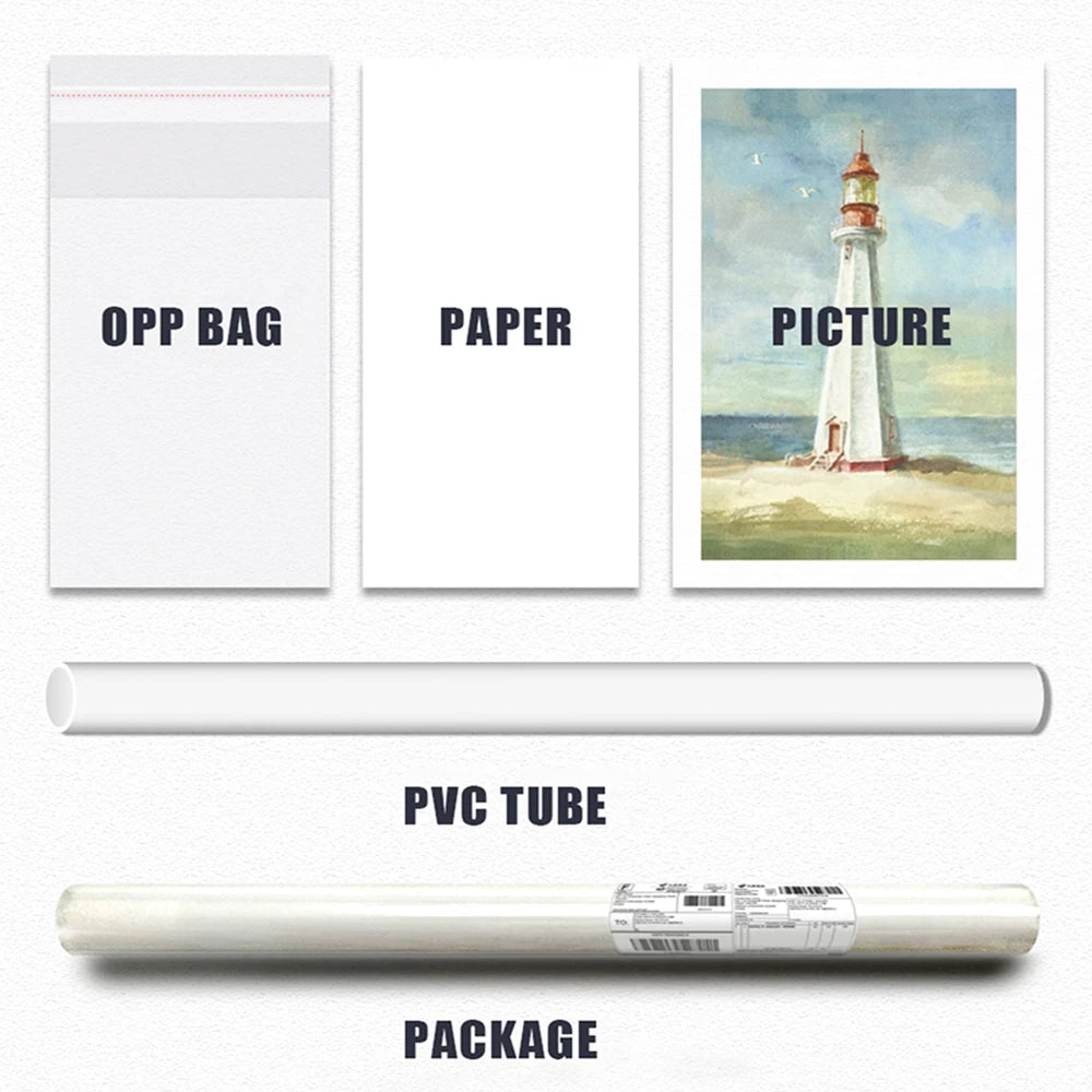 Unframed Rectangle Canvas Waterproof Ink Abstract Beach Prints/Colors-Beige/White/Blue