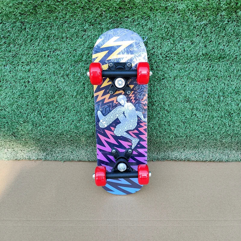 PENGGUE Kids Customized Chinese Maple Wood Double Rocker Cute Cartoon Animal Stickers 17 Inch Classic Longboard Skateboards/ Size: 43cm Length x 12.5 Width x 8cm Height/Colors-Blue/Green/Red/Multicolor/Animal