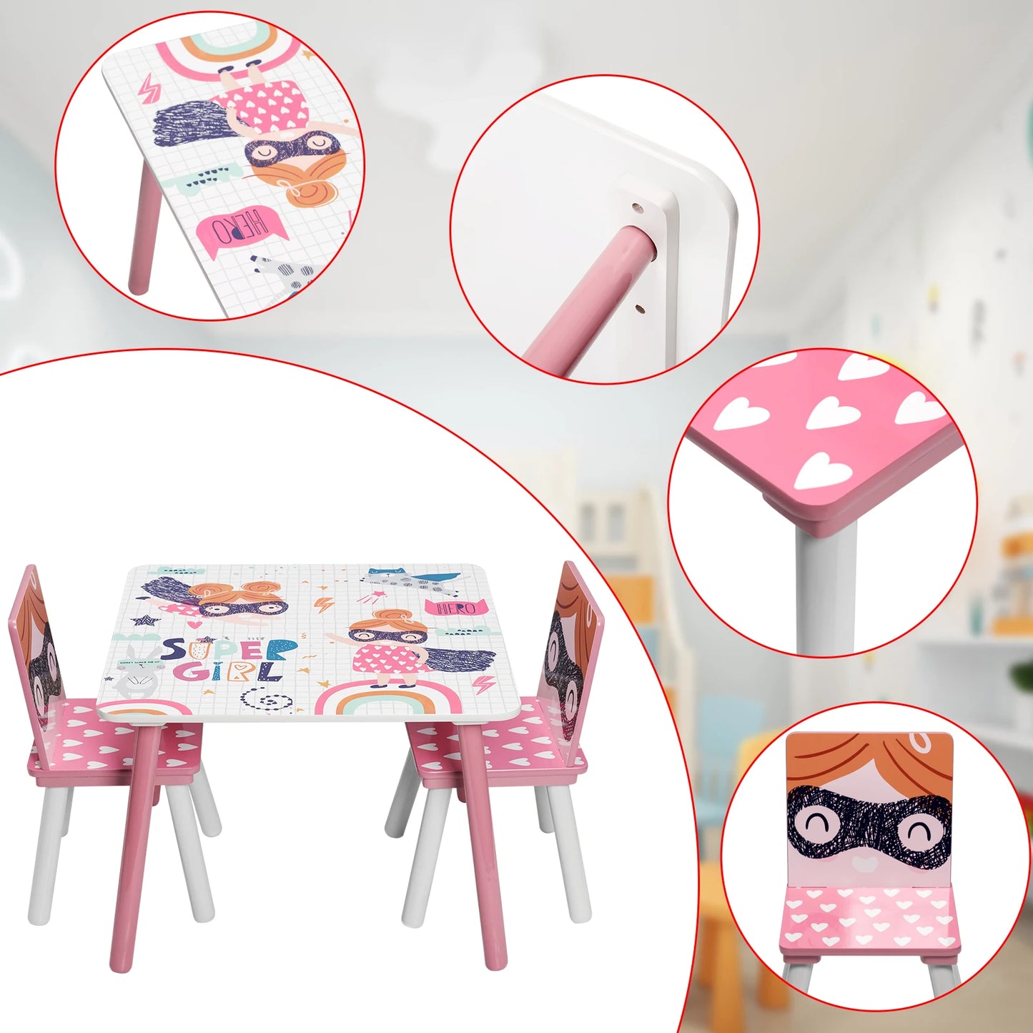 1 Children's Table 2 Children's Chairs Children's Furniture Set Cute Toy Game Table Kids Desk Baby Learning Tables Chair