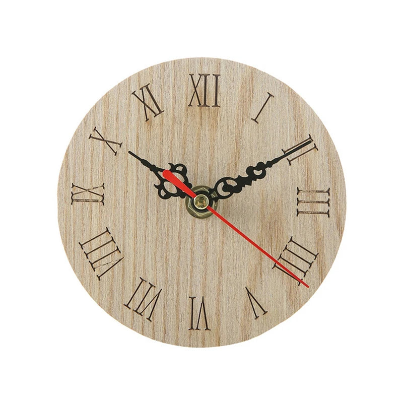 Retro Small Round Vintage Style Bamboo /Plastic Wall Clocks/Colors-Brown/Beige