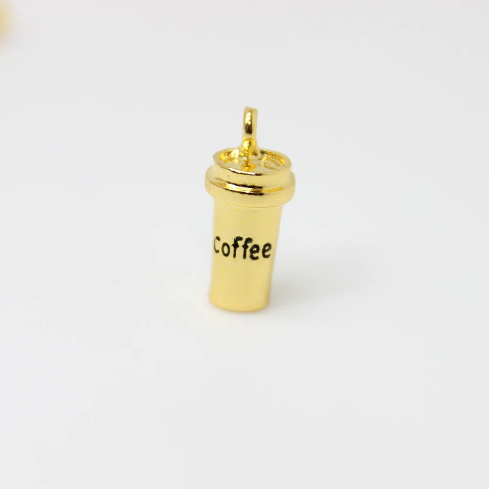 10 PCS-Pack Adults-Teens Metal Tibetan Silver-Gold 3D Coffee Cup DIY Craft Making Kit Charms Earrings