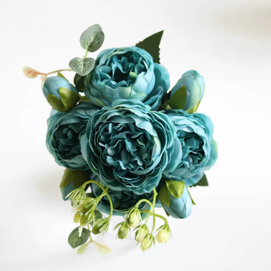 Artificial Floral Rosales Silk-Plastic-Wire Peony Rose Bouquets