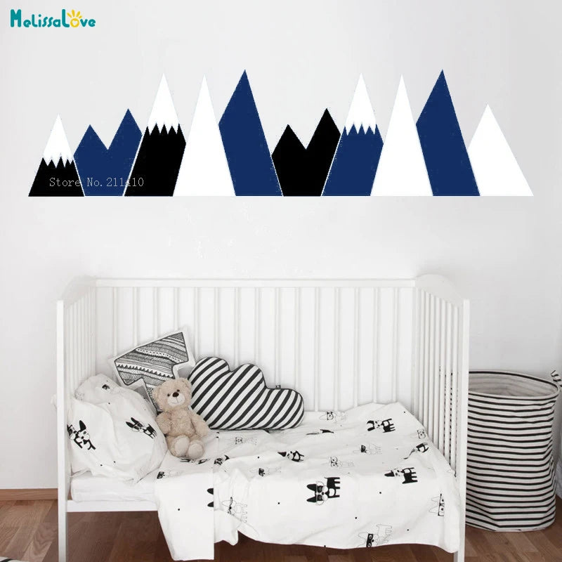 Baby Waterproof Colorful Mountains Self-Adhesive Vinyl Wall Sticker/Colors-Gray/Black/Blue/Green/Multicolor