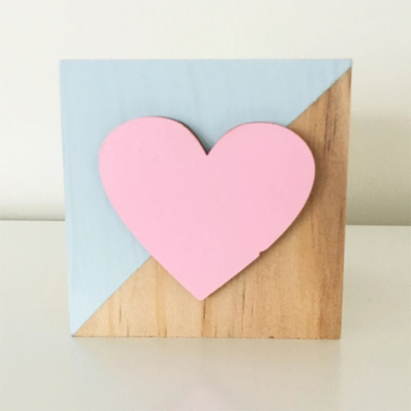 Unisex Room Decoration Customized Square Nature Wood Blocks With A Hearts-Swan-Crown-Popsicles-Ice Cream Cones-Gold Eyelashes Blocks/Colors-White/Pink/Purple/Gray/Gold