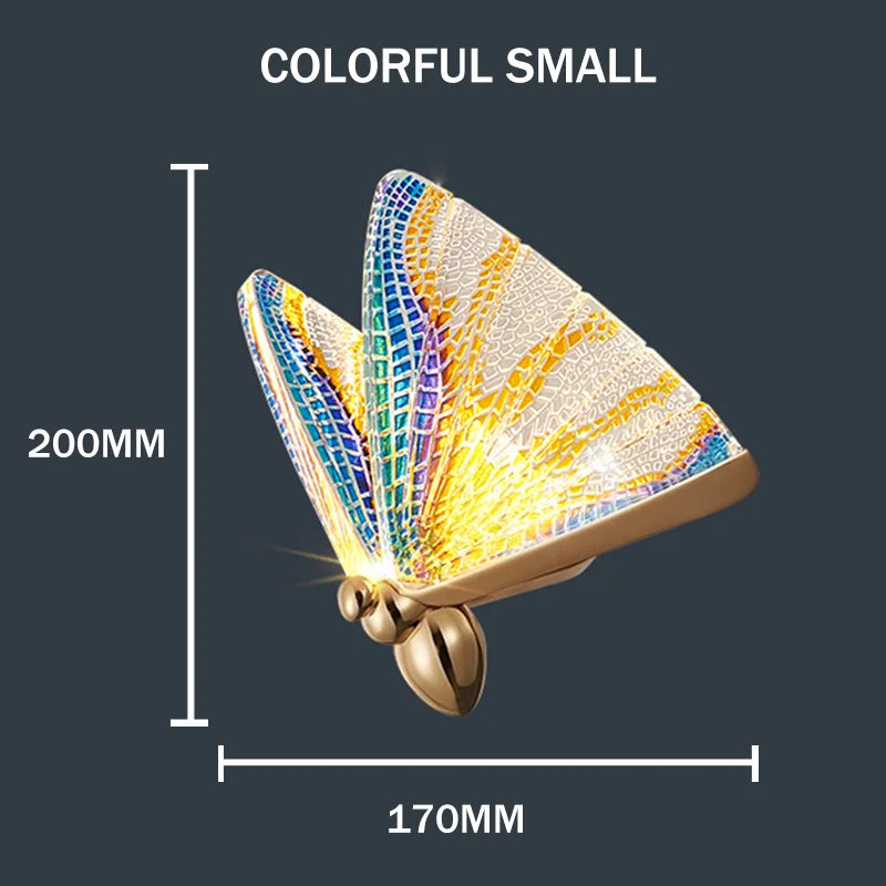 Gold Butterfly Shape Clear Glass Shade Up-Down Position Warm-Cool Dimmable LED Wall Mounted Iron Light Fixtures/Bulb Not Included/E27 Bulb Cap Type