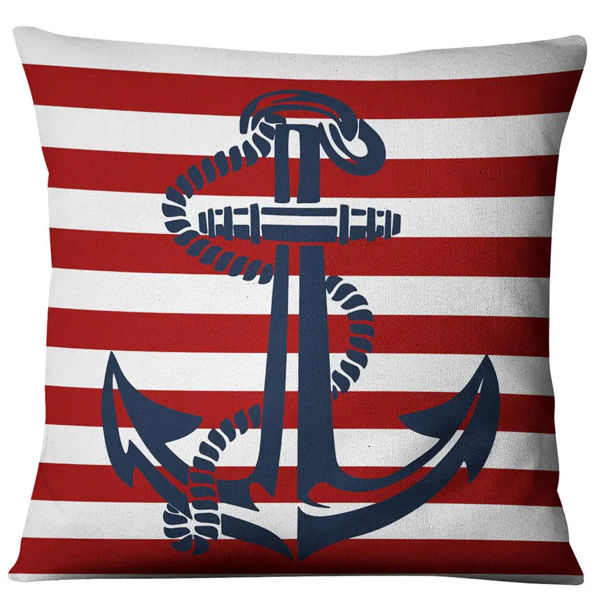 Blue Shell Starfish Linen / Cotton Throw Pillow Cover /Colors-Blue/Red/Animal