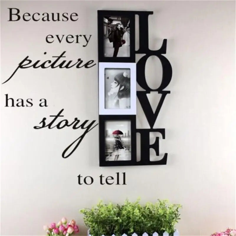 NULL Home Decor Accents Waterproof Sunscreen Non-Toxic Saying Because Every Picture Has A Story To Tell Quotes Removable Vinyl Romantic Wall Art Decals-Stickers / Size: 30 x 24cm/ Colors- White/Black/Multicolor