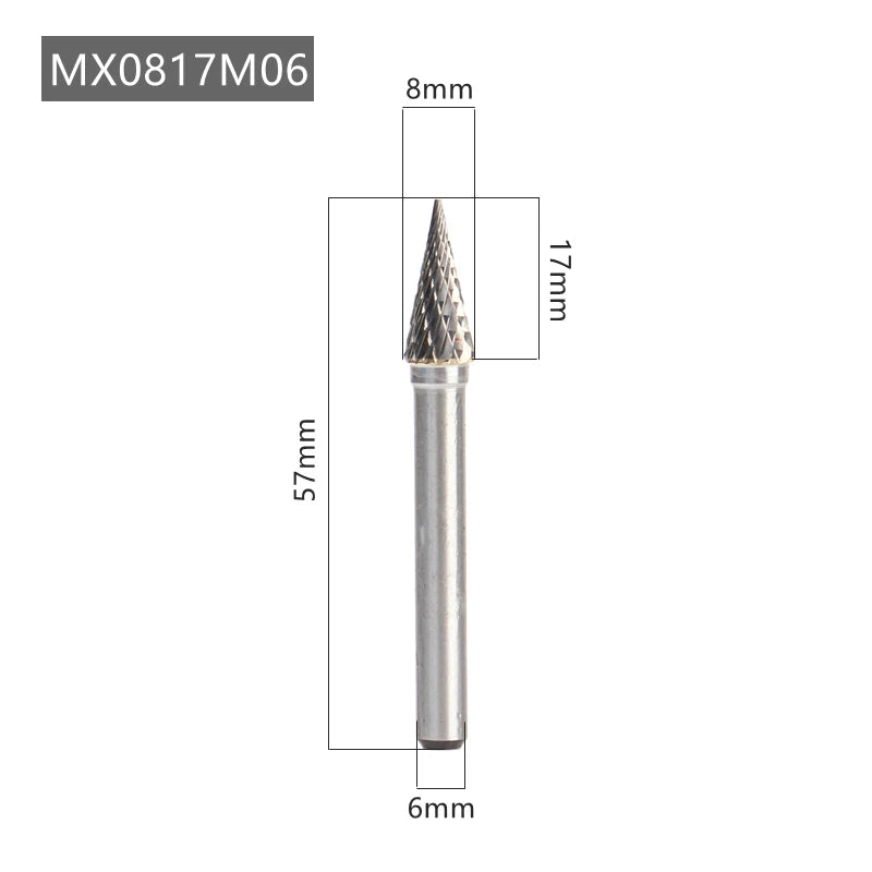 YG8 Alloy Rotary File 1Pc MX Type Double Slot Tungsten Carbide Wood Carving Grinding Head Hard Metal Milling Cutter For Copper