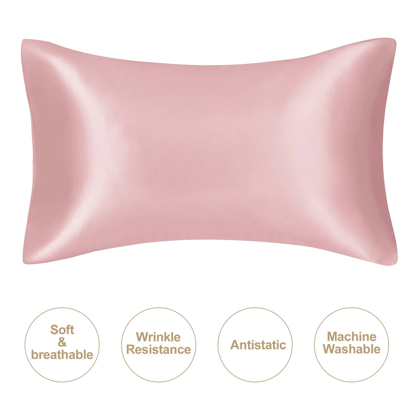 Juwen Silk Stain Pillowcases Covers/Colors-Purple/Pink/Beige/White/ Blue/Black/Standard Queen Machine Washable/ Tumble Dry