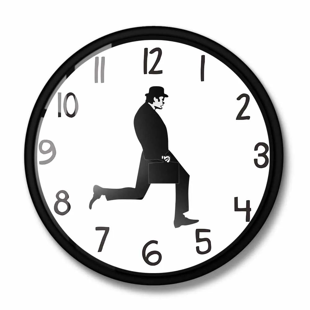 Plastic Antique Style British Comedy Inspired Ministry Of Silly Walk Printed Wall Clocks/Colors-White/Purple/Red/Blue/Black