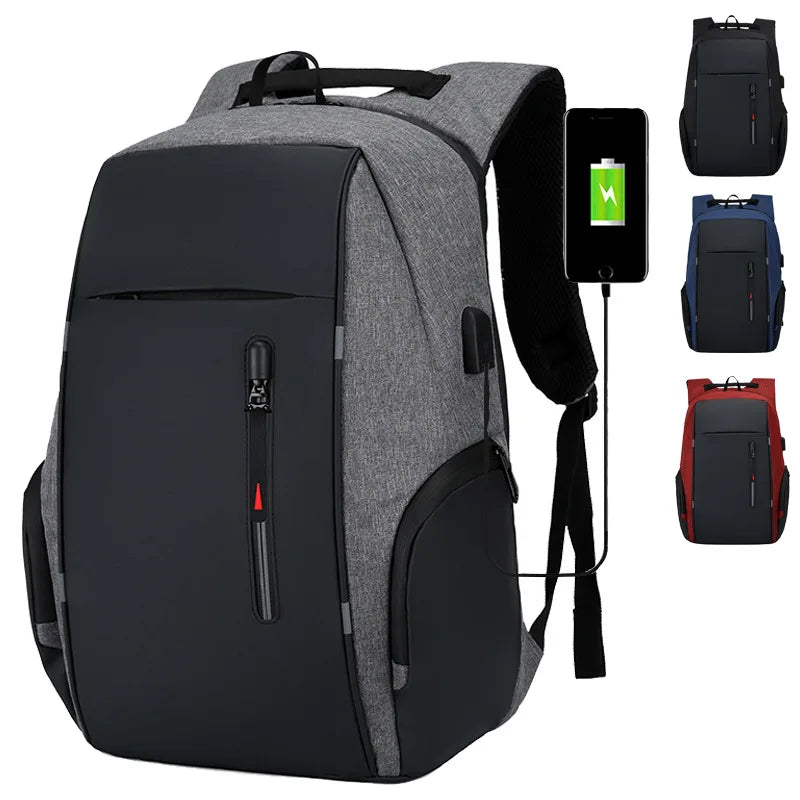 Women Waterproof Zipper Polyester USB Notebook Nylon Backpacks/ 15.6-16-17 Inch Laptop Compartment/Anti-Theft/Keychain Holder/Back Straps-Handle/Exterior Pockets/Colors-Gray/Blue/Black/Red