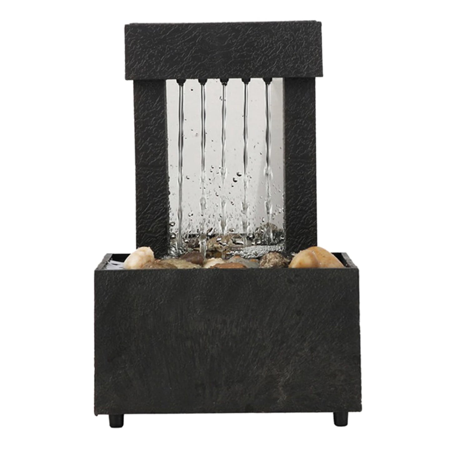 Chinese Feng Shui Meditation Indoor Plastic Tabletop Cobblestone Landscape Waterfall Fountain/Colors-Blue/Black/Pink/Green /USB Cable/ 2 AA Batteries Not Included/Light Inside