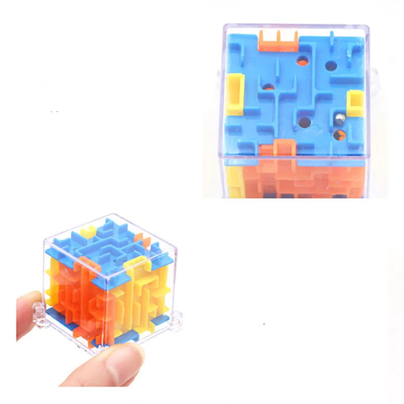 100 Steps Clear Transparent Plastic Mini 3D Sudoku Puzzle Labyrinth Maze Square Cube Steel Balls Game Toys/Ages: 2-18 Years Old Adults/Colors-Blue/Orange/Yellow/White/Multicolor//
