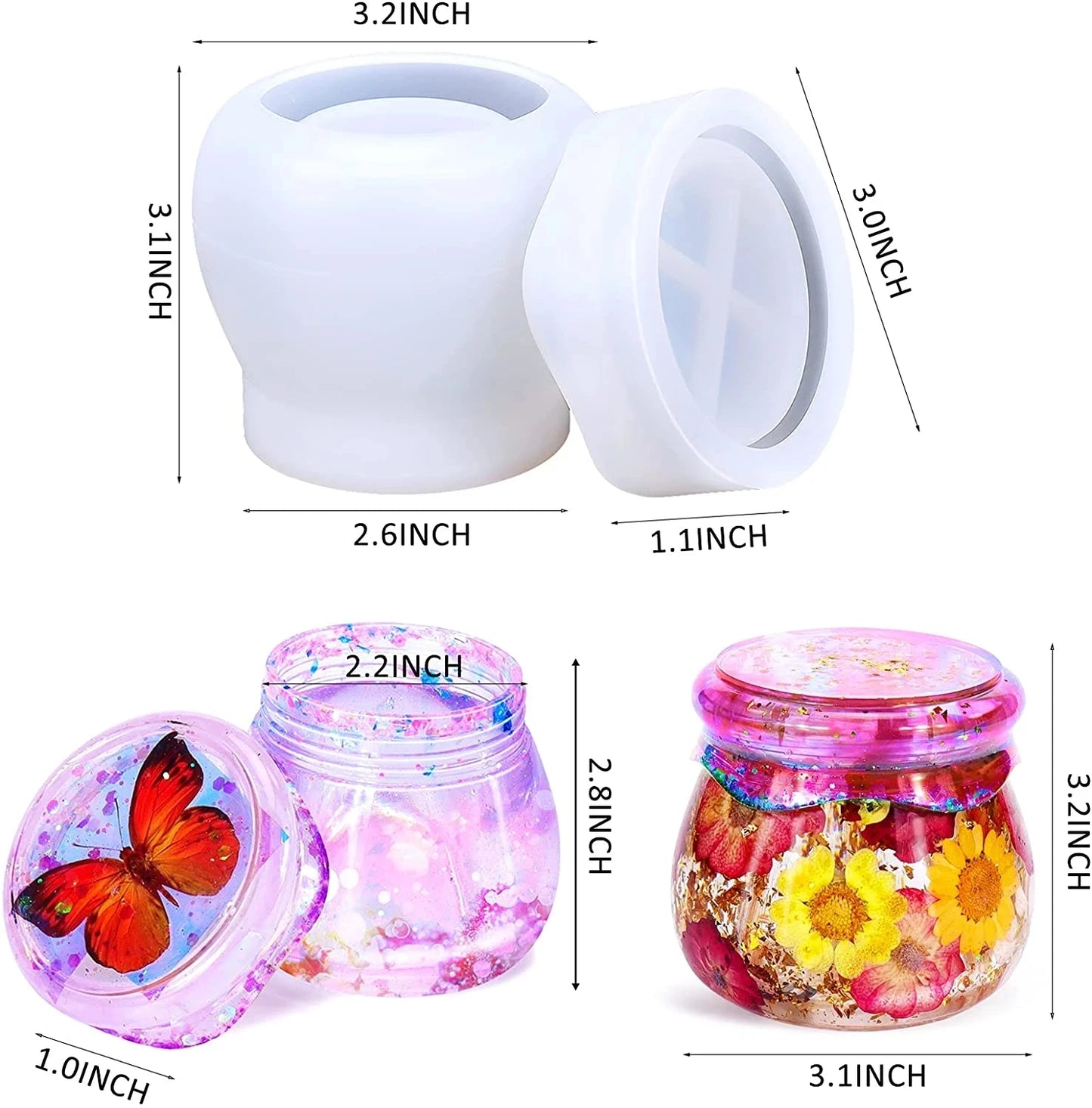 No-EN-Name-Null Round Small Jars-Pudding Jars-Lids Milky White Silicone Craft Molds