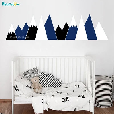 Baby Waterproof Colorful Mountains Self-Adhesive Vinyl Wall Sticker/Colors-Gray/Black/Blue/Green/Multicolor