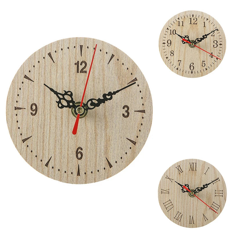Retro Small Round Vintage Style Bamboo /Plastic Wall Clocks/Colors-Brown/Beige