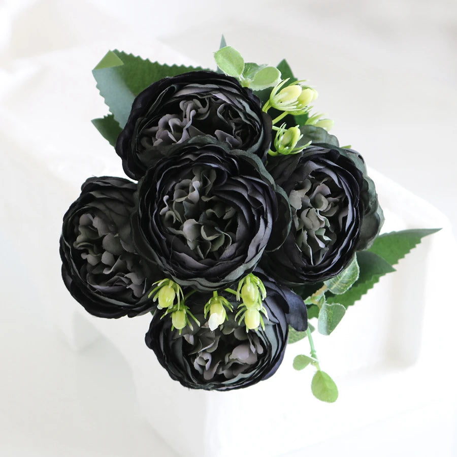 Artificial Floral Rosales Silk-Plastic-Wire Peony Rose Bouquets