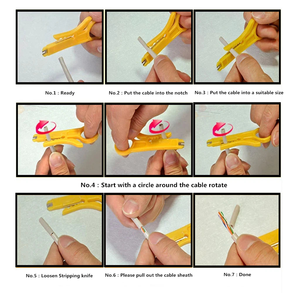 GOOGZON Mini Handheld Plastic Yellow-Orange Portable Cable Insulation Metal Knives Wire Strippers