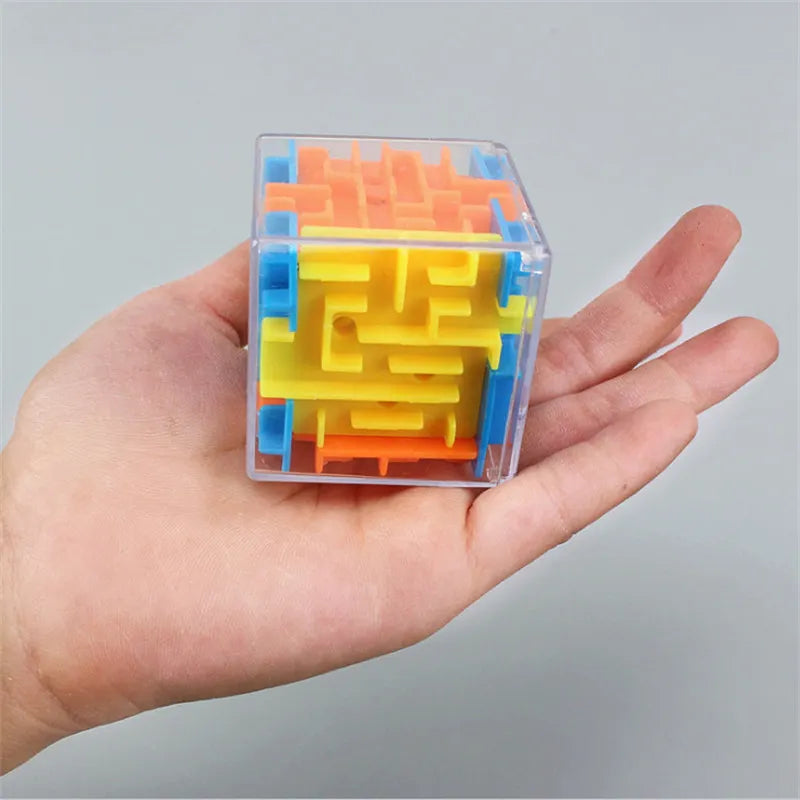 100 Steps Clear Transparent Plastic Mini 3D Sudoku Puzzle Labyrinth Maze Square Cube Steel Balls Game Toys/Ages: 2-18 Years Old Adults/Colors-Blue/Orange/Yellow/White/Multicolor//