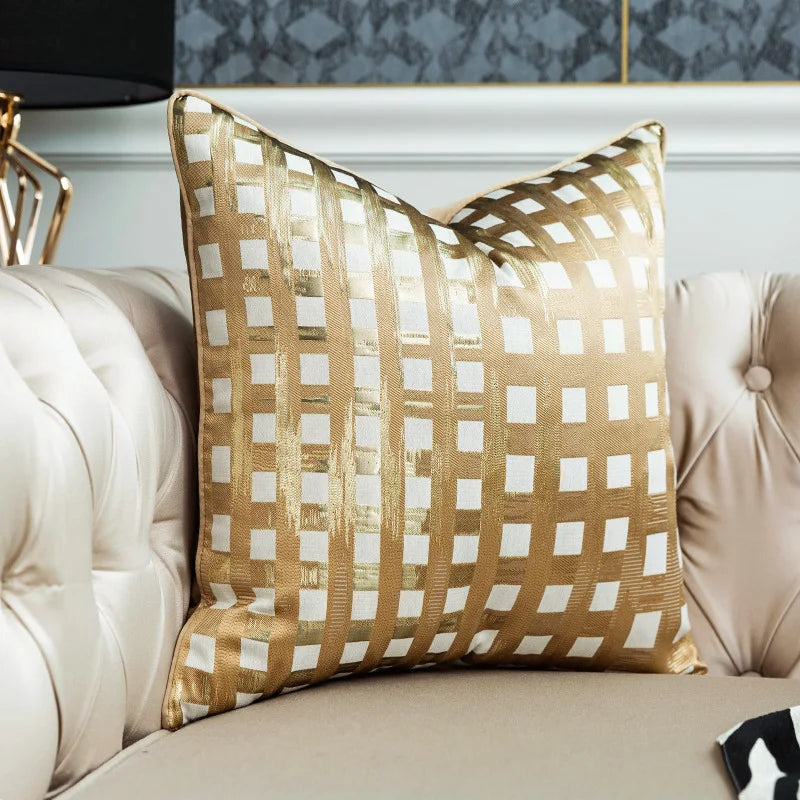 Fashion Lattice 100% Polyester Cushion Cover/Colors-Geometric/Plaid/Sizes 30x50 45x45cm 50 High-grade Jacquard Pillowcases/ S