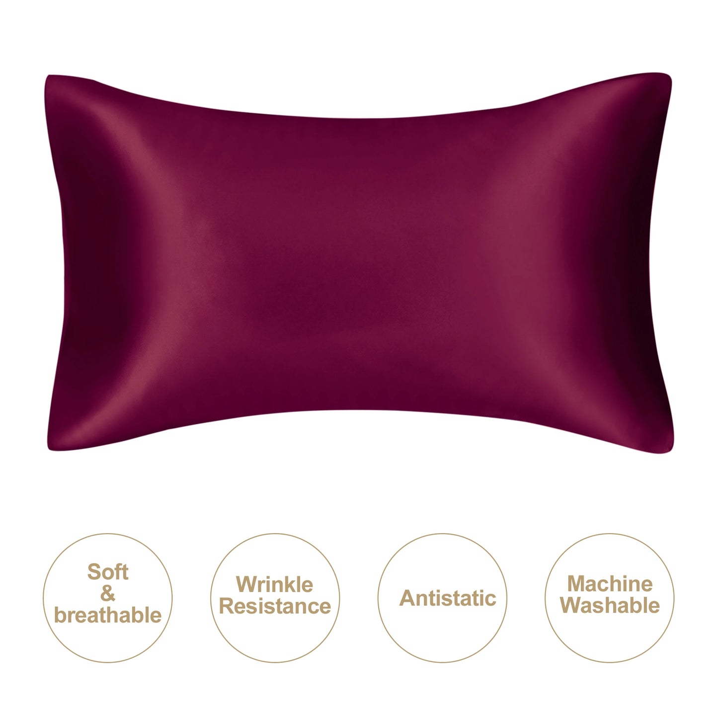 Juwen Silk Stain Pillowcases Covers/Colors-Purple/Pink/Beige/White/ Blue/Black/Standard Queen Machine Washable/ Tumble Dry