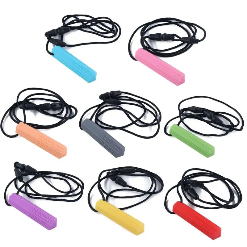 Baby Silicone Teether Necklaces/Ages: 1-2 Years Old/Colors-Yellow/Black/Red/Multicolor/Blue/Green/Pink