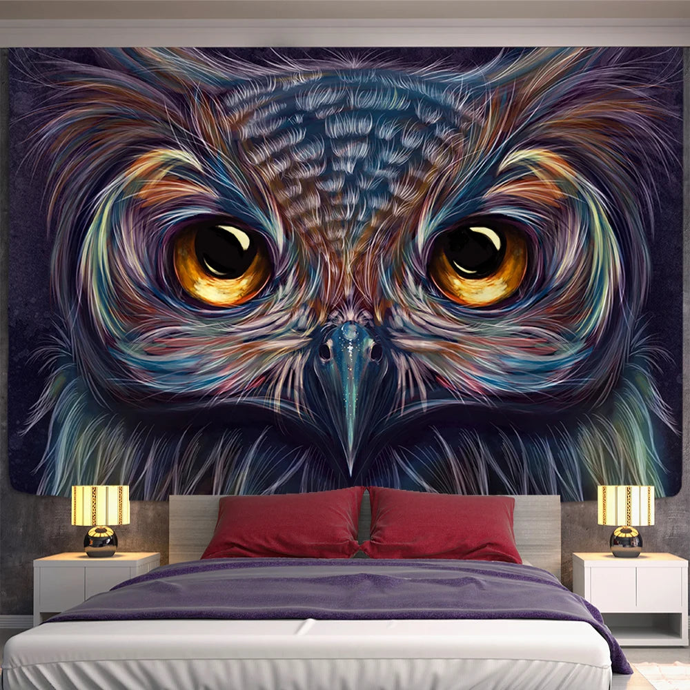 Colorful 100% Polyester Owl Tapestry/Multicolor