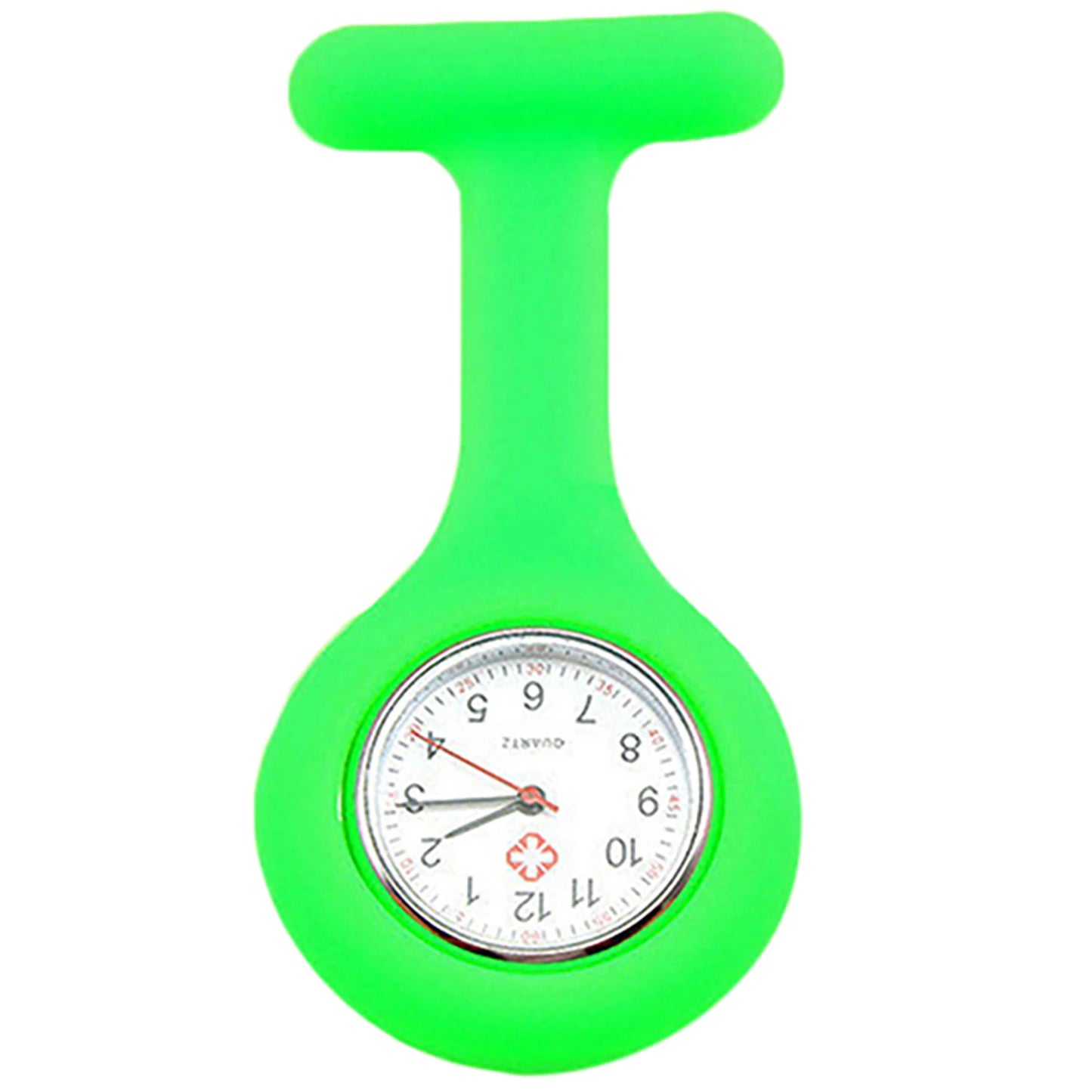 Women Round Multicolor Glass Face Quartz Analog Display Silicone Covered Nurses Pinned Fob Pocket Watch/Colors-Green/Dark Green/Royal Blue/Water Blue/Sky Blue/Light Pink/Pink/Purple/Yellow/Orange/Rosy Red/Red/Black/White