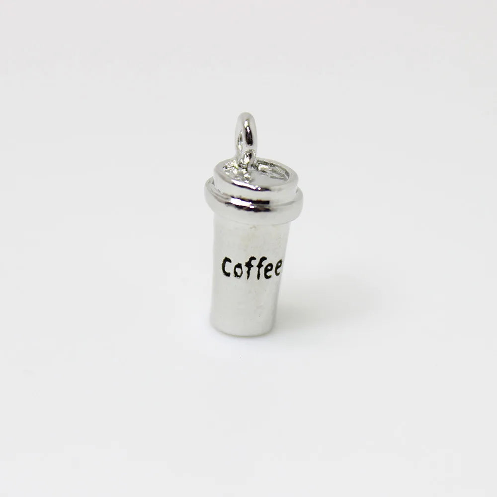 10 PCS-Pack Adults-Teens Metal Tibetan Silver-Gold 3D Coffee Cup DIY Craft Making Kit Charms Earrings