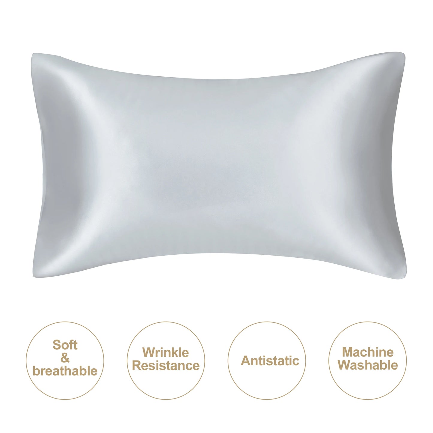 Juwen Silk Stain Pillowcases Covers/Colors-Purple/Pink/Beige/White/ Blue/Black/Standard Queen Machine Washable/ Tumble Dry