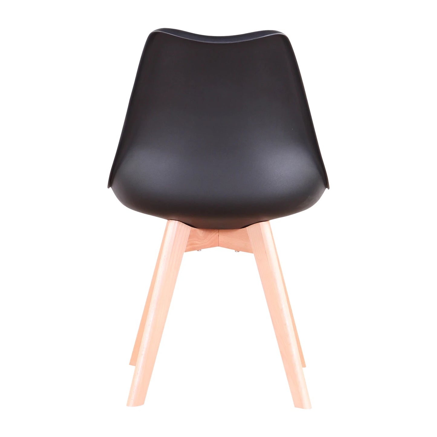 2/4/6 pcs Mid-Century Dining Black Plastic Shell Backrest Lounge Upholstered Faux Leather Cushion Paver Chairs/ Solid Beech Wood Legs