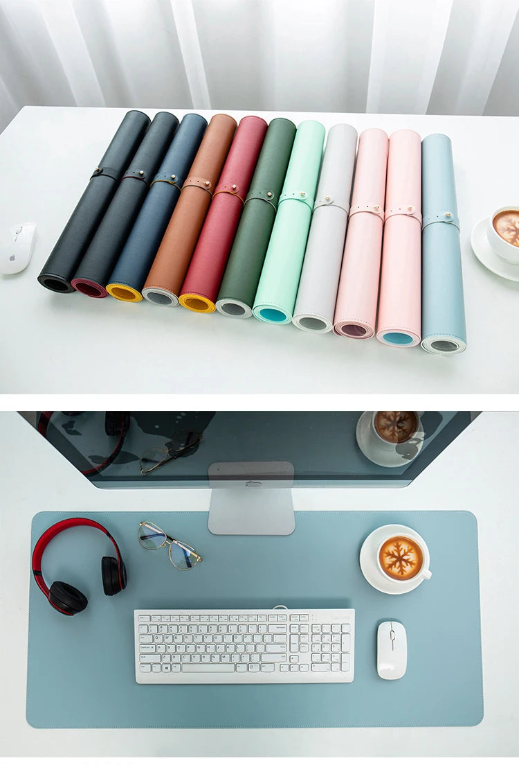 XXL Rectangle PU Leather Mouse Pad For Gaming/Computer Work/Colors-Gray/Blue/Black/Size: 80cm X 40cm