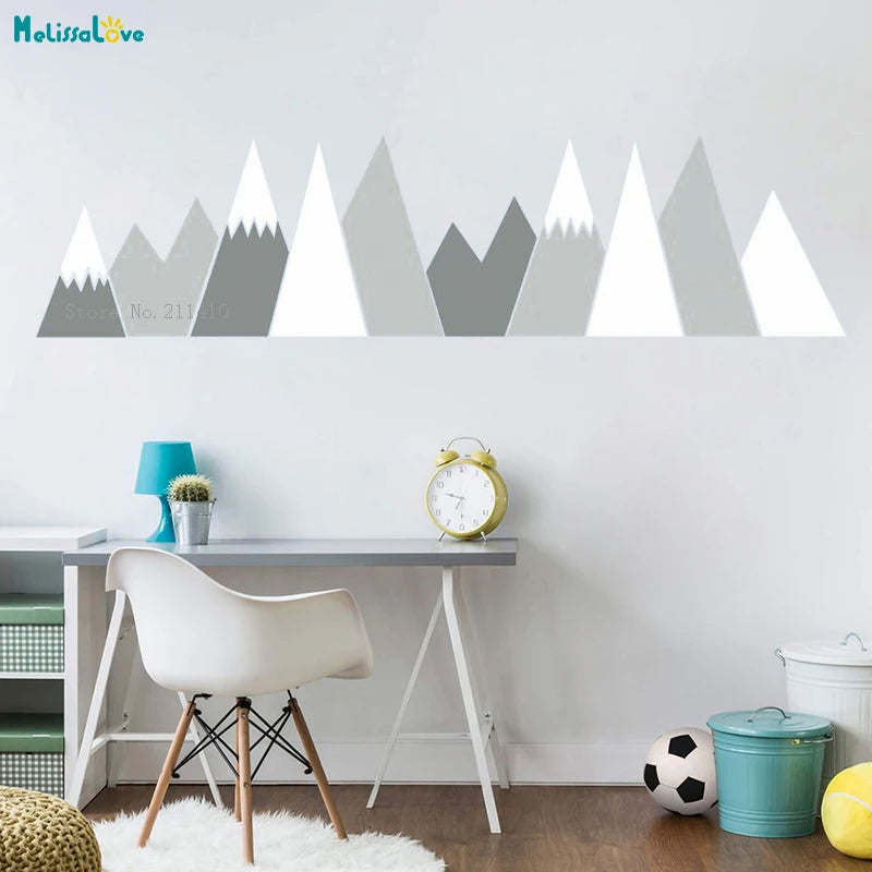 Baby Waterproof Colorful Mountains Self-Adhesive Vinyl Wall Sticker/Colors-Gray/Black/Blue/Green/Multicolor
