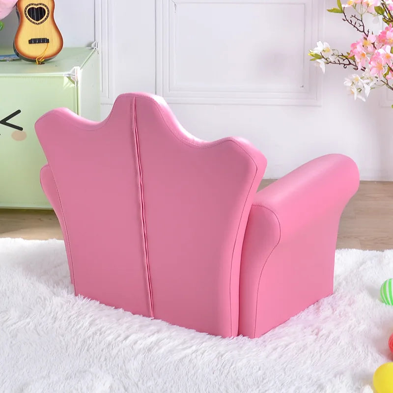 K-STAR Waterproof Children's Korean Style Crown Solid Wood Frame Chairs/ Footstool/Colors-Pink/Yellow/Green/Blue/Red/Brown
