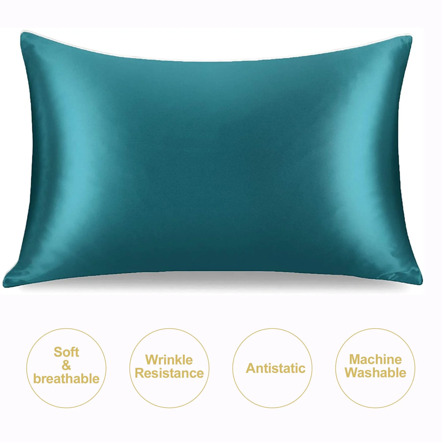 Juwen Silk Stain Pillowcases Covers/Colors-Purple/Pink/Beige/White/ Blue/Black/Standard Queen Machine Washable/ Tumble Dry