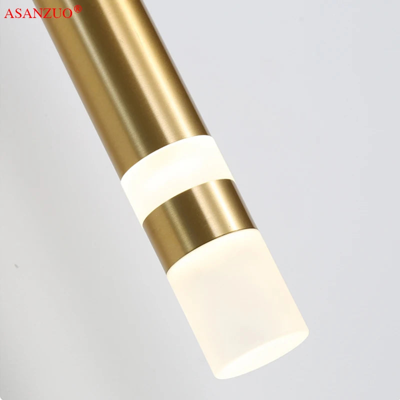 Modern Shadeless LED Aluminum-Acrylic Wall Mounted Painted Hanging Cord Round Cylindrical Wall Lamps/Colors-Black/Gold