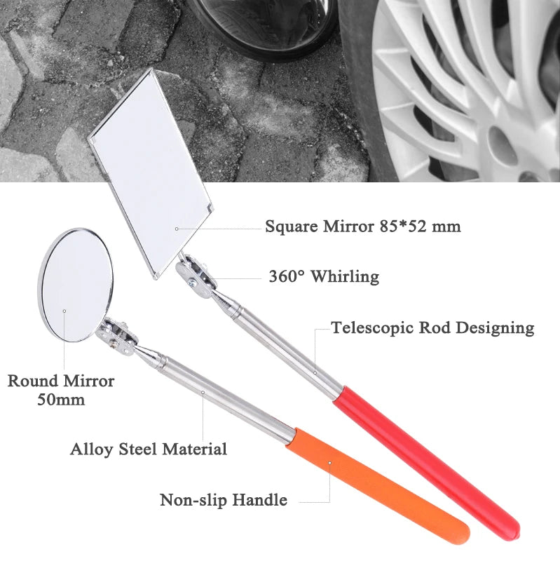 Utility Retractable Telescopic Mirror Car Angle Telescopic Extendible Inspection Mirror Automotive Detection Tool Equipment