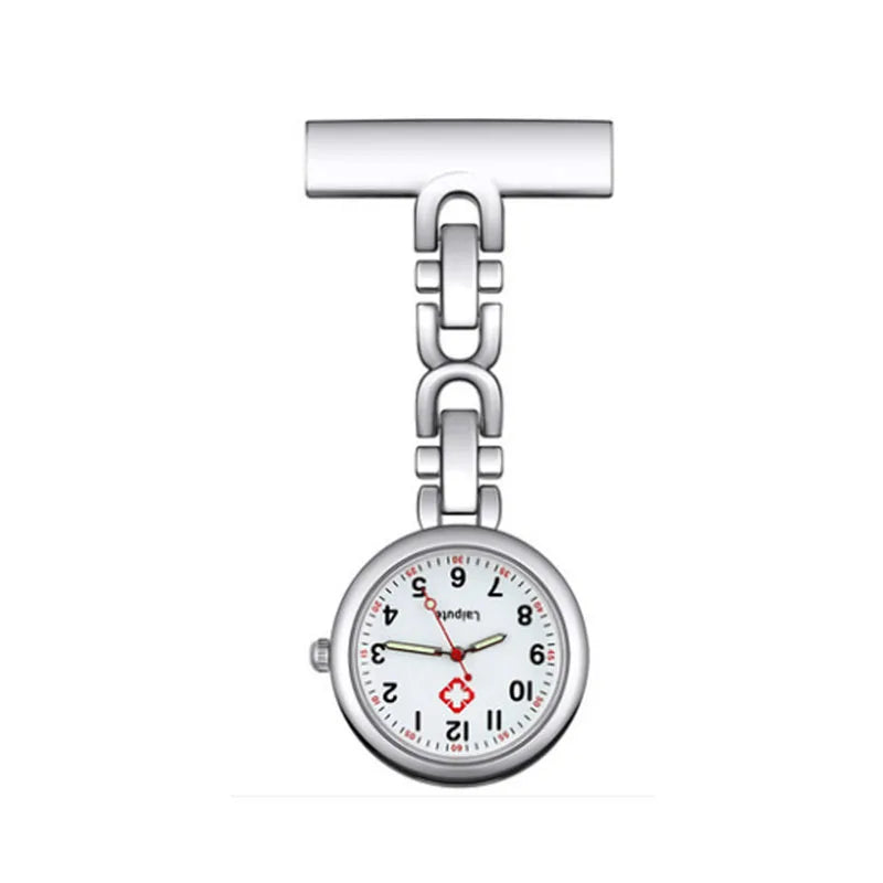 No-EN-Name-Null Gold-Silver Plated Round Metal Alloy Case Acrylic Face Lapel Pin Nurses Fob Pocket Watches